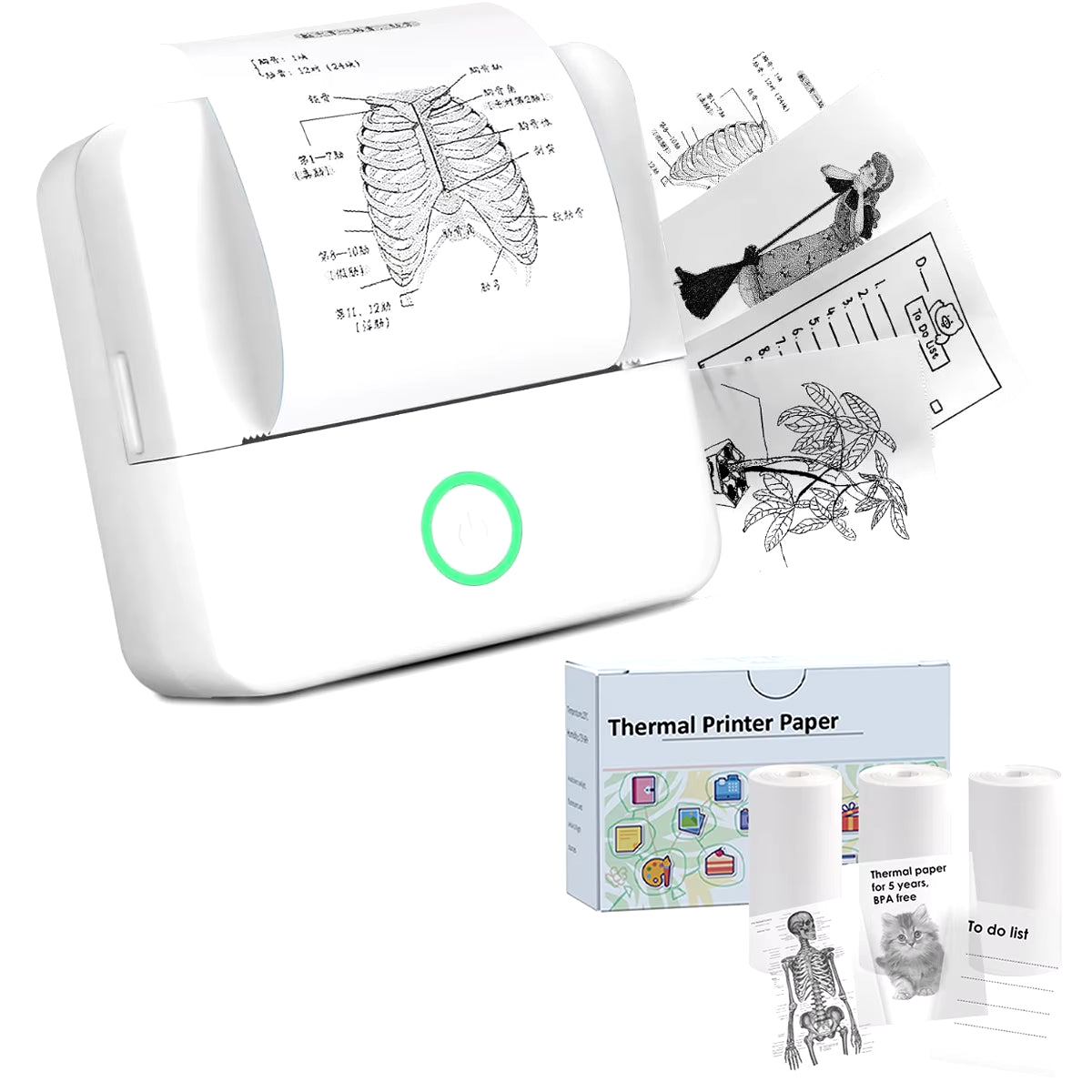 Mini Pocket Bluetooth Printer โ Inkless Thermal Sticker Printer for Photos, Notes & DIY Labels