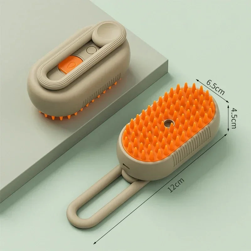 3 in 1 Steam Spray Pet Grooming Brush – Foldable, Rotatable Hair Removal & Massage Comb for Cats & Dogs