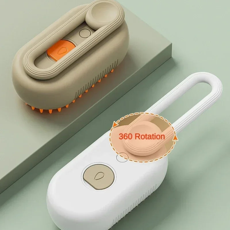 3 in 1 Steam Spray Pet Grooming Brush – Foldable, Rotatable Hair Removal & Massage Comb for Cats & Dogs