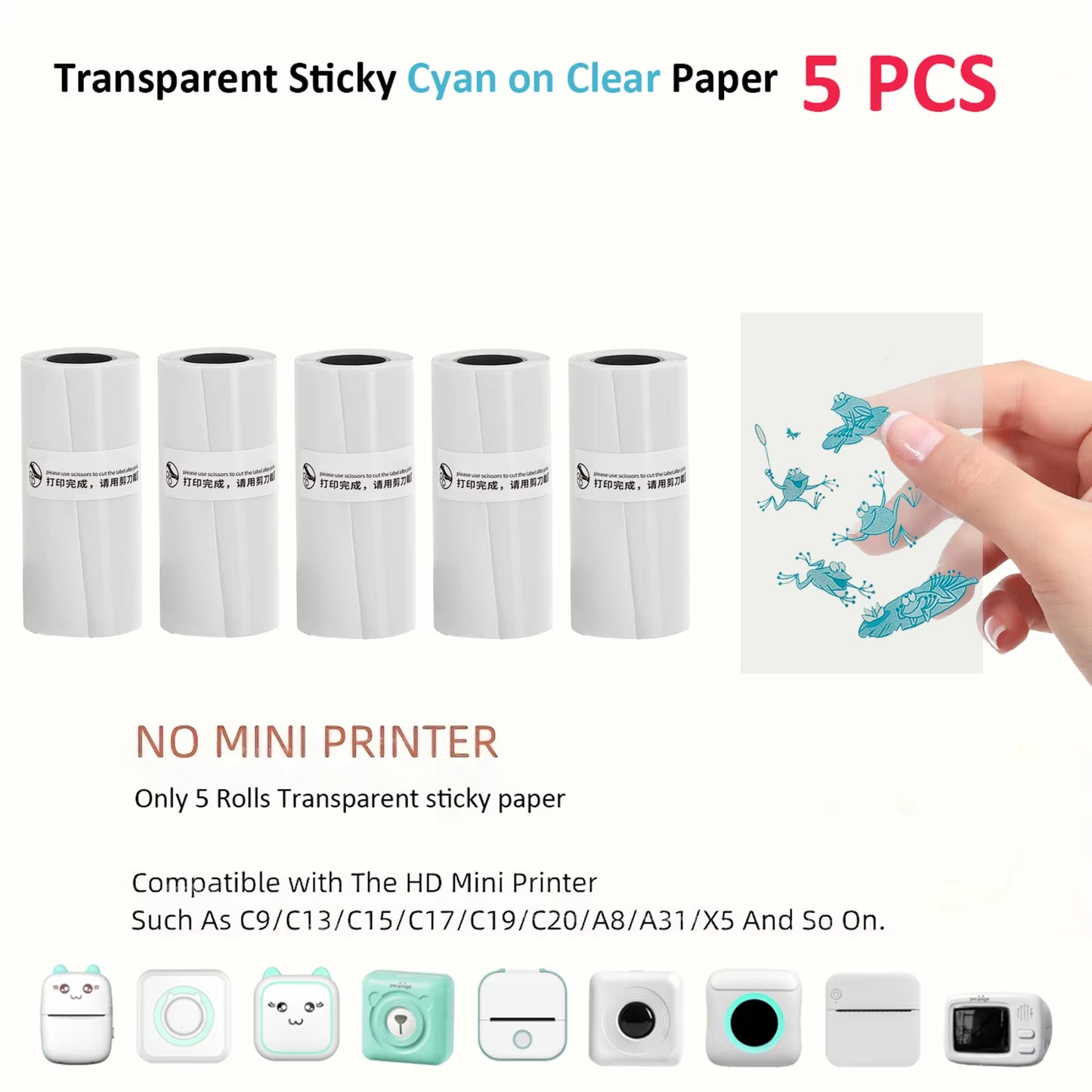 Mini Pocket Bluetooth Printer โ Inkless Thermal Sticker Printer for Photos, Notes & DIY Labels