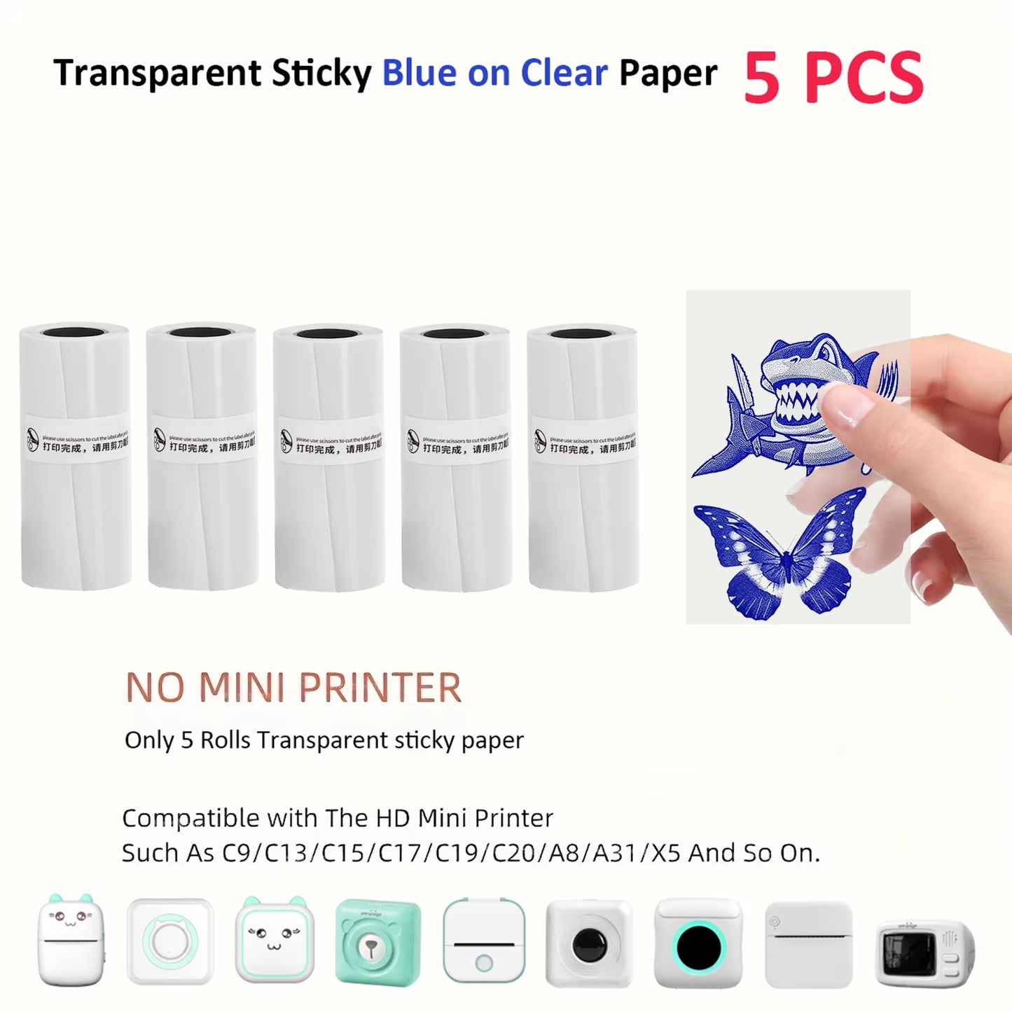 Mini Pocket Bluetooth Printer โ Inkless Thermal Sticker Printer for Photos, Notes & DIY Labels