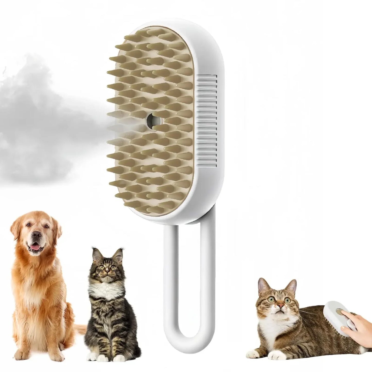 3 in 1 Steam Spray Pet Grooming Brush – Foldable, Rotatable Hair Removal & Massage Comb for Cats & Dogs
