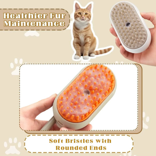 3 in 1 Steam Spray Pet Grooming Brush – Foldable, Rotatable Hair Removal & Massage Comb for Cats & Dogs