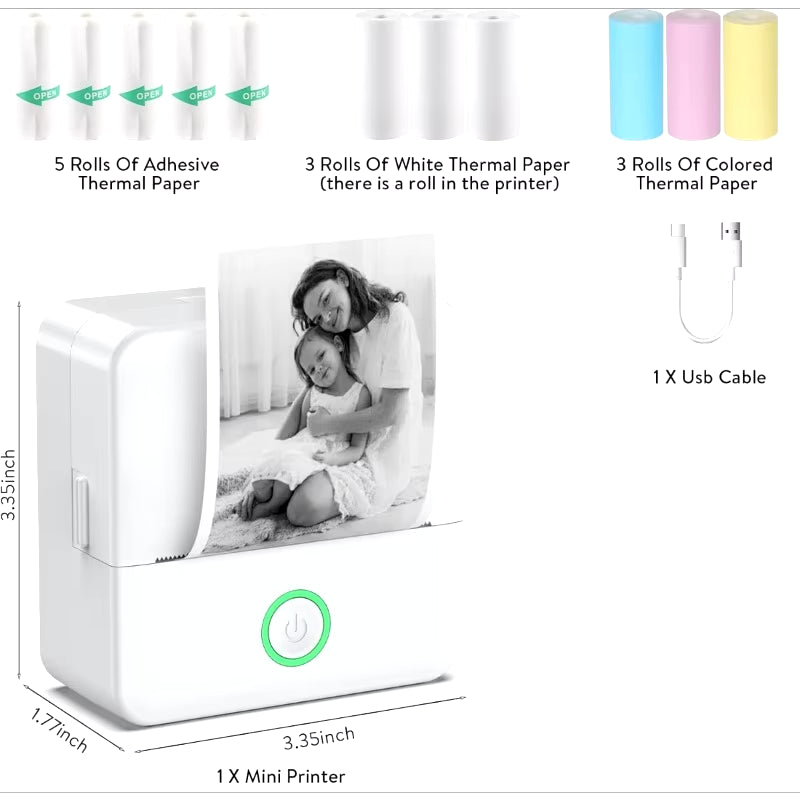 Mini Pocket Bluetooth Printer – Inkless Thermal Sticker Printer for Photos, Notes & DIY Labels